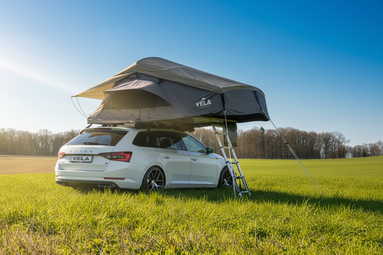 Vela Dachzelt Pro Max SRT190 auf Skoda Superb Auto montiert.