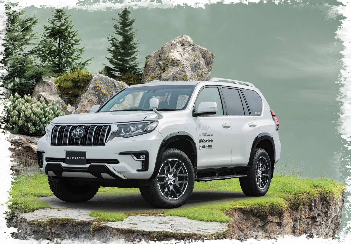 Kompletträder und Felgen WEDS Adventure Mud Vance 04 an einem Toyota Land Cruiser Auto.