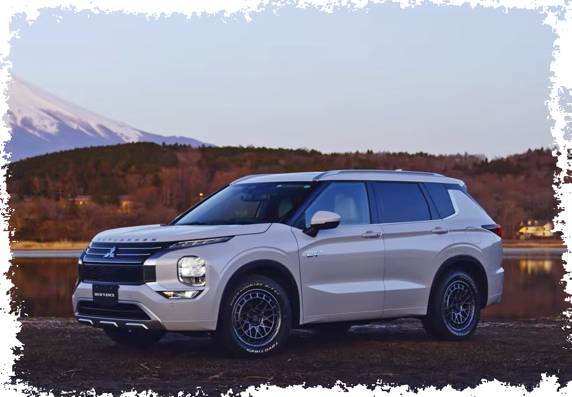 Kompletträder und Felgen WEDS Adventure Mud Vance X Typ M an einem Mitsubishi Outlander Auto.