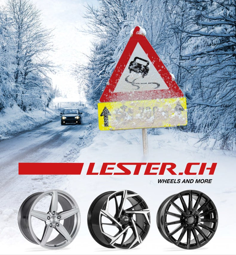 Verschneite Winterlandschaft mit 3 Winterrädern von Lester.ch.